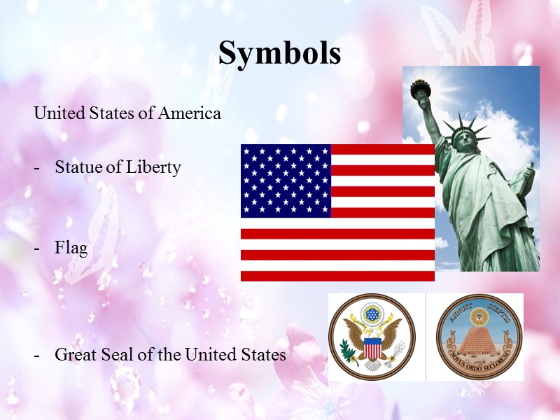Symbols United States of America  Statue of Liberty   Flag  